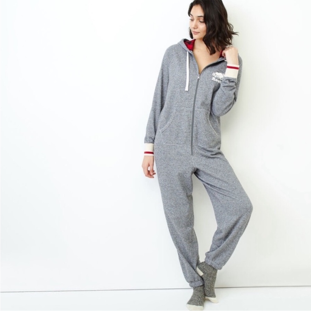 Gray Women's Jumpsuit Roots Cabin onesie buffalo check plaid